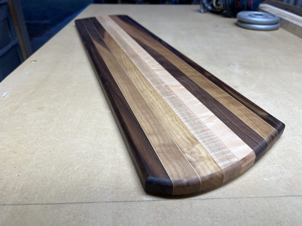 Curly maple and walnut serving board