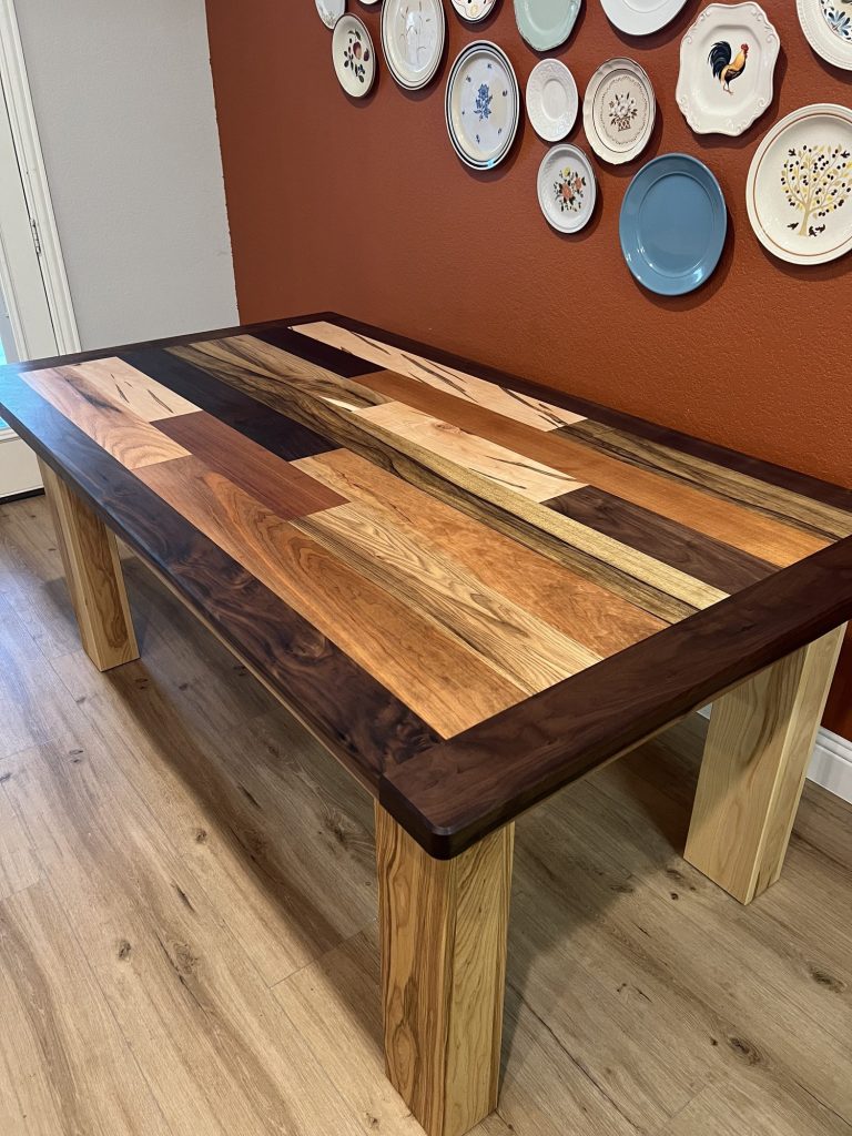 Mixed hardwood dining table top